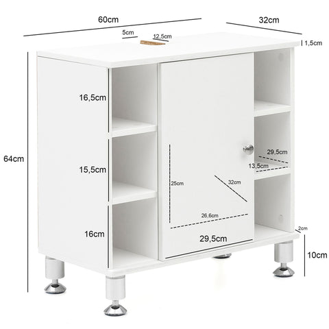 Rootz Washbasin furniture - Washbasin cabinet - Bathroom furniture - Bathroom cabinet - 60 x 64 x 32 cm - White