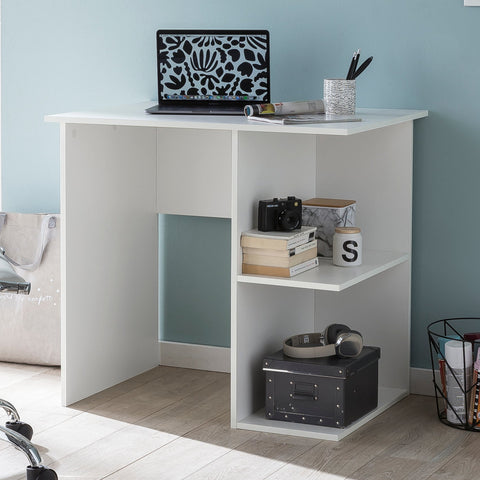 Rootz Computer Desk - White - Small Office Table - Shelf Included - Modern Worktable - 82x60x76cm