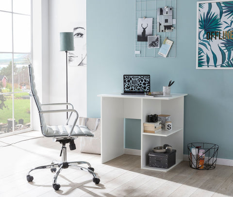 Rootz Computer Desk - White - Small Office Table - Shelf Included - Modern Worktable - 82x60x76cm