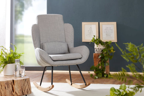 Rootz Rocchair - Modern Gray Fabric Swing Armchair - Wood Frame - Upholstered Relax Chair - 75x110x88.5CM