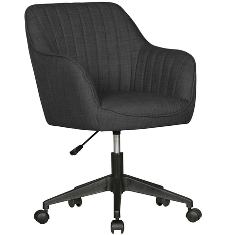 Rootz Desk Chair - Anthracite Fabric - Design Swivel Chair with Backrest - Retro Office Chair with Casters - Comfortable Designer Shell Chair - PC Chair, Desk Chair, Office Chair - 120kg Load Capacity