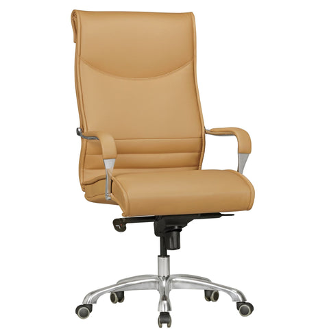Rootz Office Chair Cover - Caramel Faux Leather - Design Desk Chair - Executive Chair - Height Adjustable Swivel Chair - Ergonomic with Armrests, Upholstered High Backrest, and Rocking Function - X-XL 150kg