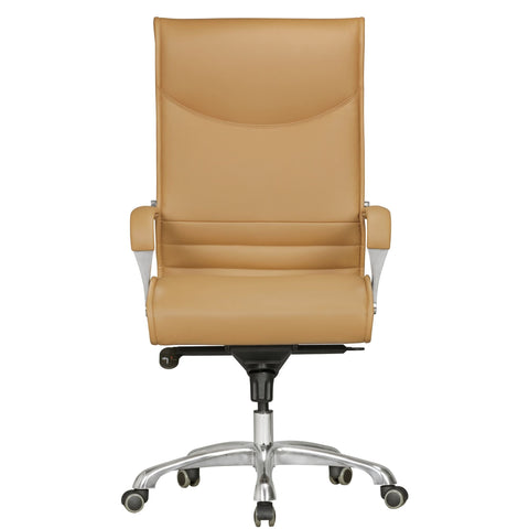 Rootz Office Chair Cover - Caramel Faux Leather - Design Desk Chair - Executive Chair - Height Adjustable Swivel Chair - Ergonomic with Armrests, Upholstered High Backrest, and Rocking Function - X-XL 150kg
