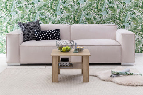 Rootz Coffee Table - Sonoma Oak - Design Wooden Table with Shelf - Lounge Table with Storage - Living Room Coffee Table - 60x42x60cm