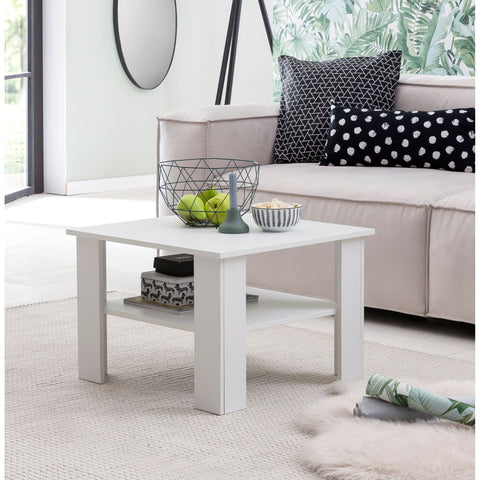 Rootz Coffee Table - Coffee Tables - Wooden Coffee Table - White - Open Compartment - Storage Space - 60 x 42 x 60 cm