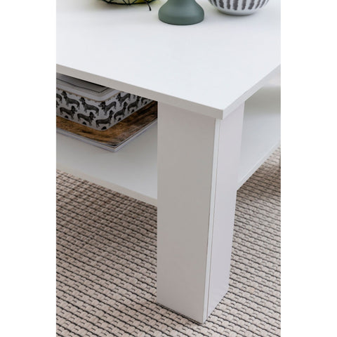 Rootz Coffee Table - Coffee Tables - Wooden Coffee Table - White - Open Compartment - Storage Space - 60 x 42 x 60 cm