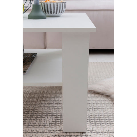Rootz Coffee Table - Coffee Tables - Wooden Coffee Table - White - Open Compartment - Storage Space - 60 x 42 x 60 cm