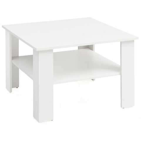 Rootz Coffee Table - Coffee Tables - Wooden Coffee Table - White - Open Compartment - Storage Space - 60 x 42 x 60 cm