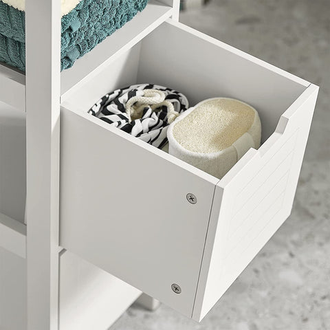 Rootz White Floor Standing Bathroom Storage Cabinet Unit with 1 Shelf and 2 Drawers