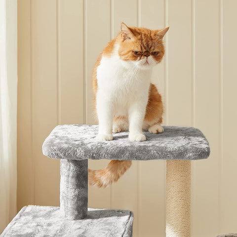 Rootz Scratching Post for Cats - Cat Scratching Post - with Cuddly Cave - Gray - 46 x 41 x 84 cm