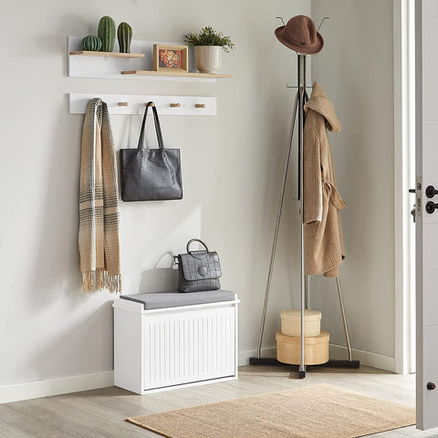 Rootz Hallway Shoe Bench - Shoe Rack - Shoe Cabinet with Seat Cushion and Flip Drawer - L70 x W49 x H19cm