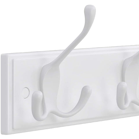 Rootz Wall Coat Rack - Coat Rack - 4 Hooks - Coat Hooks - Coats - Hats - Bags - White - MDF - 40 x 11 x 7 cm