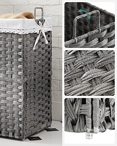 Rootz Laundry Basket - Compact Laundry Basket - Portable Laundry Basket - Stylish Laundry Basket - Basket - Washing Basket - Grey - 46 x 33 x 60 cm