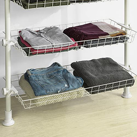 Rootz Telescopic Wardrobe Organiser-Hanging Rail-Clothes Rack-Storage Shelving