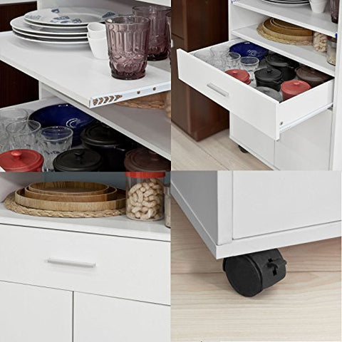 Rootz Microwave Shelf - Kitchen Wheeled Storage Trolley - Kitchen Cabinet Unit