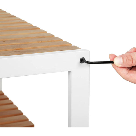 Rootz Shoe Rack - Shoe Shelf - Bamboo - Rack - 3 Levels - White - Beige - 60 x 26 x 66 cm
