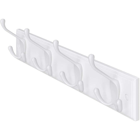 Rootz Wall Coat Rack - Coat Rack - 4 Hooks - Coat Hooks - Coats - Hats - Bags - White - MDF - 40 x 11 x 7 cm
