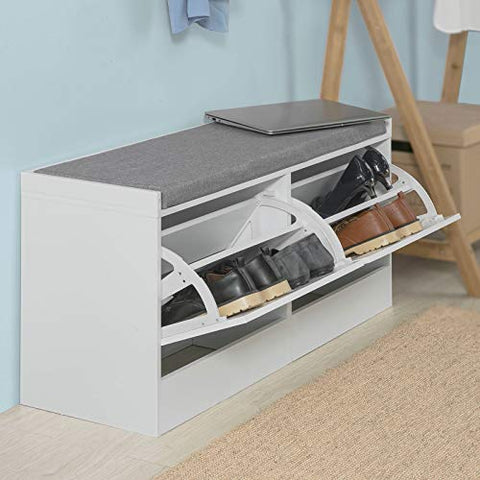 Rootz Hallway Shoe -  Shoe Bench - Rack - Cabinet with Flip - drawer and Seat Cushion
