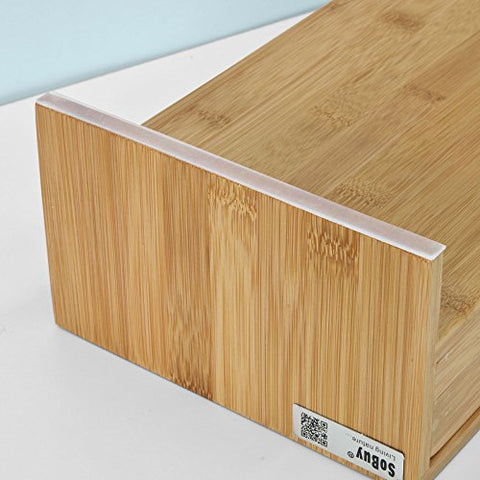 Rootz Bamboo Monitor Stand Computer Screen- Monitor Stand Monitor Riser Desk Organizer with 2 Drawers