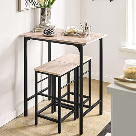 Rootz Bar Set - 1 Bar Table and 2 Stool - Home Kitchen Breakfast Bar Set - Furniture Dining Set
