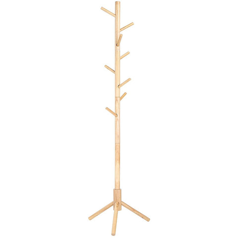 Rootz Coat Rack - Freestanding - Solid Wood - Tree Shaped - 8 Hooks - Natural Color - 47 x 47 x 175 cm