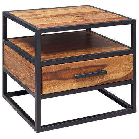 Rootz Industrial Bedside Table - Side Table - Luxury Retro Vintage Industrial Bedside Table - With Storage Space - 50 x 45 x 45 cm
