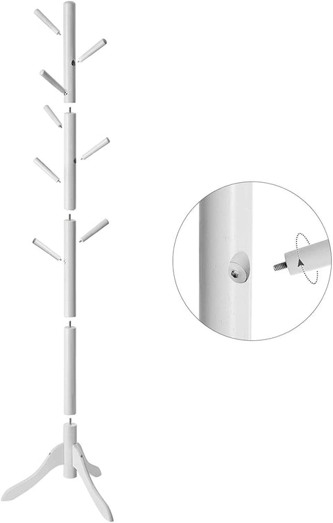 Rootz Coat Rack - Tree-shaped - Freestanding - 8 Hooks - Solid Wood - Rubberwood - White - ?57 x 57 x 177 cm