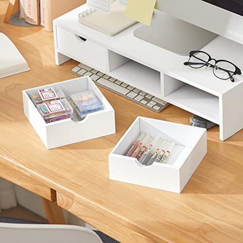 Rootz Monitor Stand Computer Screen Monitor Stand -Monitor Riser Desk Organizer with 3 Drawers