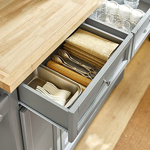 Rootz Extendable Kitchen Island - Storage Trolley Cabinet - Cupboard - Sideboard