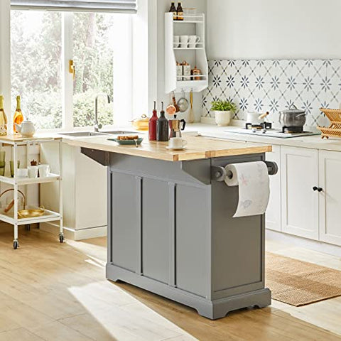 Rootz Extendable Kitchen Island - Storage Trolley Cabinet - Cupboard - Sideboard