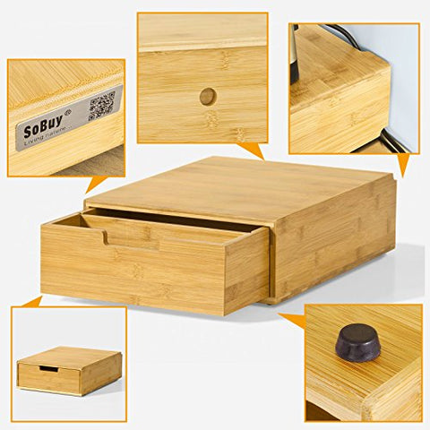 Rootz Coffee Machine Stand & Coffee Pod Capsule Teabags Drawer Box Holder Cabinet-Bamboo