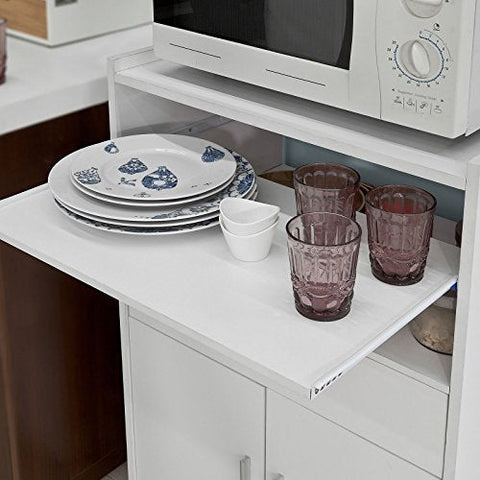 Rootz Microwave Shelf - Kitchen Wheeled Storage Trolley - Kitchen Cabinet Unit