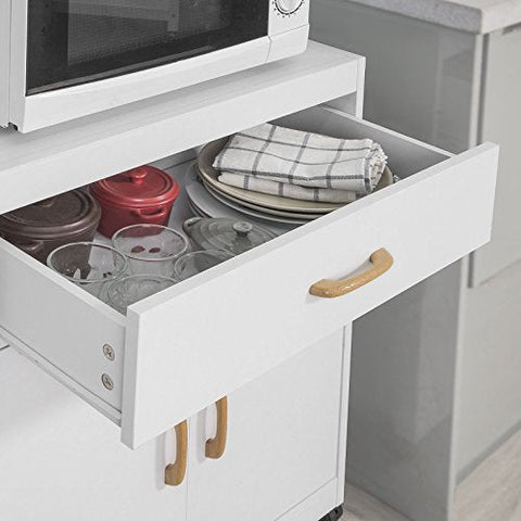 Rootz Kitchen Storage Trolley - Microwave Shelf - Storage Cabinet Cupboard Sideboard on Wheels