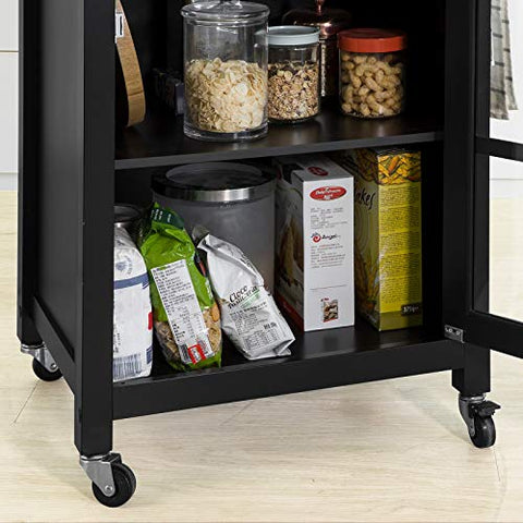 Rootz Kitchen Storage Trolley Serving Trolley with Rubber Wood Work top