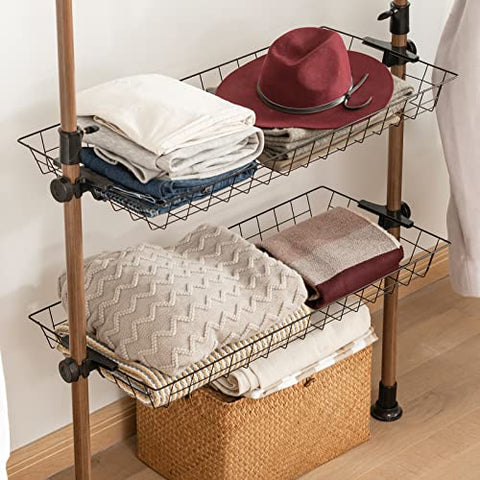 Rootz Adjustable Wardrobe Organizer Clothes Shelf System-Hanging Rail-Telescopic Storage Shelving