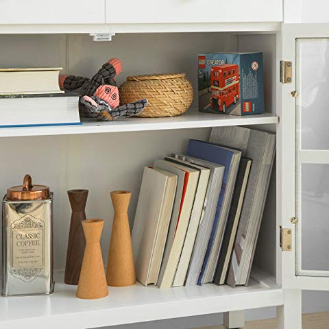 Rootz White Sideboard Storage Cabinet Cupboard 2 Drawers 2 Doors