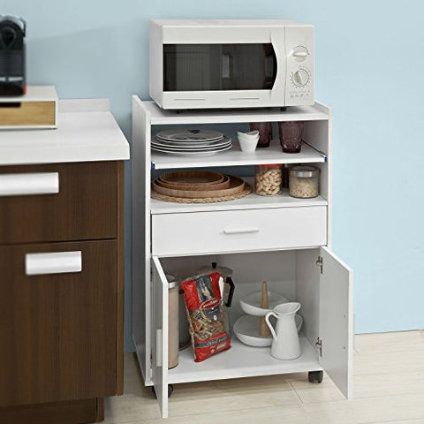 Rootz Microwave Shelf - Kitchen Wheeled Storage Trolley - Kitchen Cabinet Unit