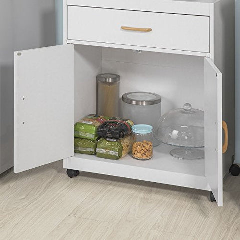 Rootz Kitchen Storage Trolley - Microwave Shelf - Storage Cabinet Cupboard Sideboard on Wheels