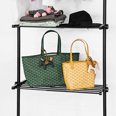 Rootz Adjustable Wardrobe Organiser Clothes Shelf System-Hanging Rail-Telescopic Clothes Storage Shelving, Black