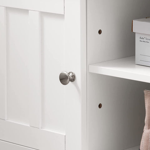 Rootz Shoe Storage Bench with 2 Doors & Removable Seat Cushion - Shoe Cabinet - White