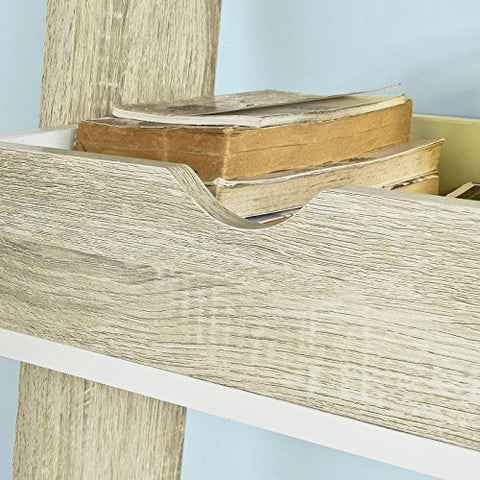 Rootz- Ladder Shelf Wall Shelf Storage Display Shelving Unit with Drawer & Desk Workstation