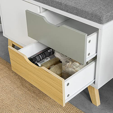 Rootz Hallway Shoe - Bench Shoe - Cabinet Shoe - Rack with 1 Cabinet and 2 Drawers, W80 x D38 x H51cm