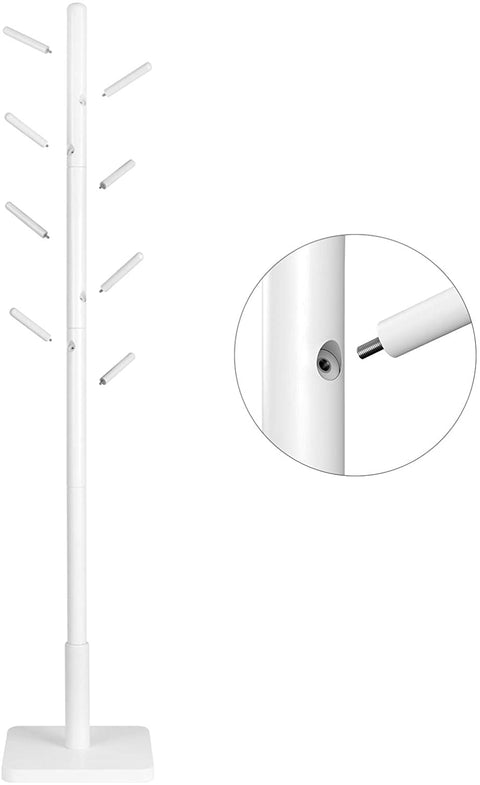 Rootz Coat Rack - Clothes Rack - Solid Wood - Tree Shape - 8 Hooks - White - Rubberwood - 30 x 30 x 175 cm