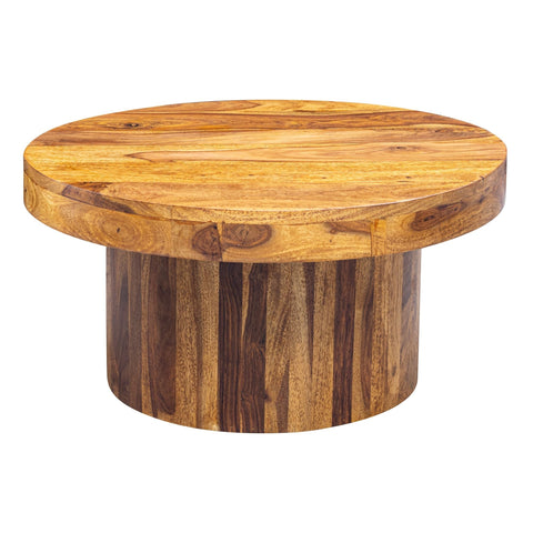 Rootz Coffee Table - Sheesham Solid Wood - Design Round Living Room Table - Brown Coffee Table - Table for Living Room (60x30x60 cm)