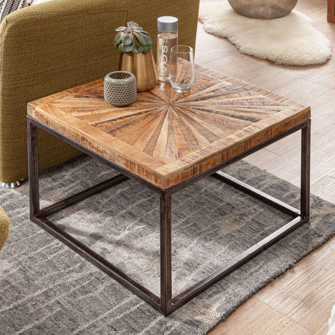 Rootz Industrial Coffee Table - Mango Wood - Coffee Table - Side Table - Coffee Tables - 55 x 55 cm