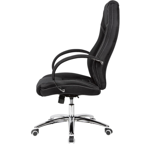 Rootz Swivel Chair - Denim-Look - Black Fabric Cover - Desk Chair up to 120kg - Height-Adjustable Design Executive Chair - Office Armchair with Armrests & High Backrest