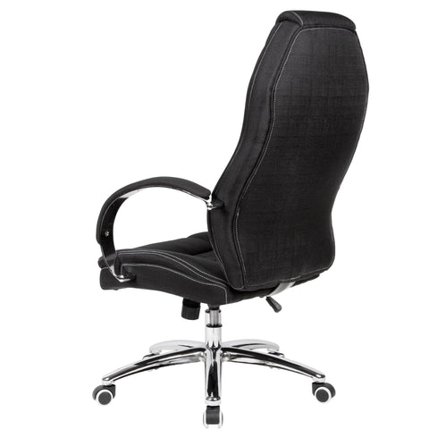 Rootz Swivel Chair - Denim-Look - Black Fabric Cover - Desk Chair up to 120kg - Height-Adjustable Design Executive Chair - Office Armchair with Armrests & High Backrest