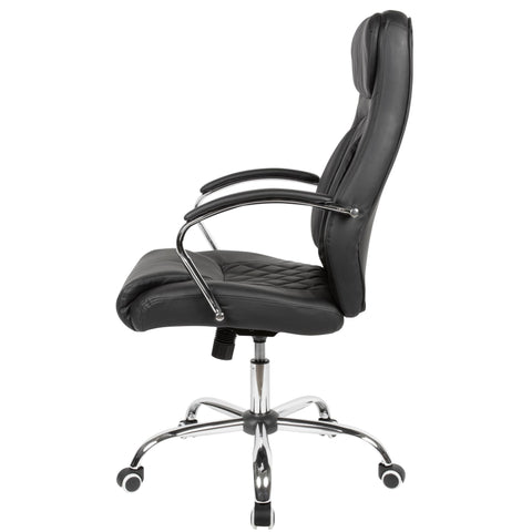 Rootz Desk Chair - Black Faux Leather - Office Swivel Chair - Up to 120kg - Height Adjustable Design - Armchair with Armrests & Low Backrest