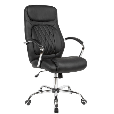 Rootz Desk Chair - Black Faux Leather - Office Swivel Chair - Up to 120kg - Height Adjustable Design - Armchair with Armrests & Low Backrest