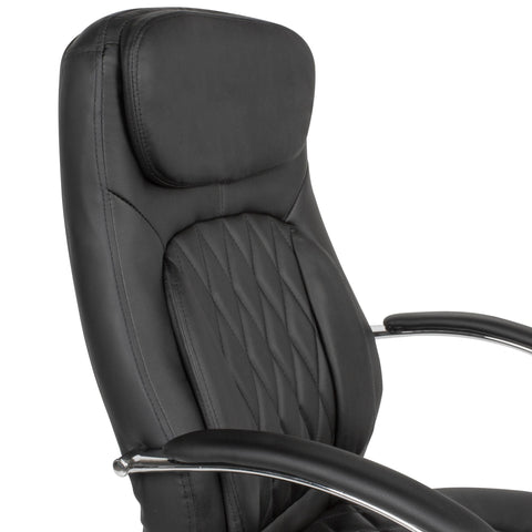 Rootz Desk Chair - Black Faux Leather - Office Swivel Chair - Up to 120kg - Height Adjustable Design - Armchair with Armrests & Low Backrest